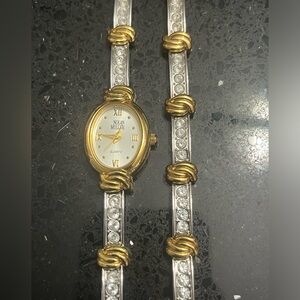 Nolan Miller vintage gold silver crystal ladies bracelet estate watch set QVC